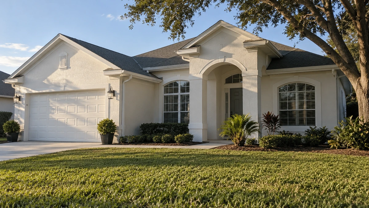 A freshly painted Florida home exterior in Ruskin