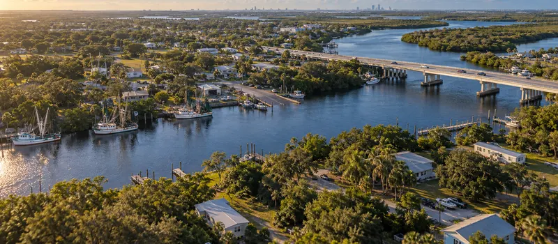 Aerial view of Gibsonton, Florida