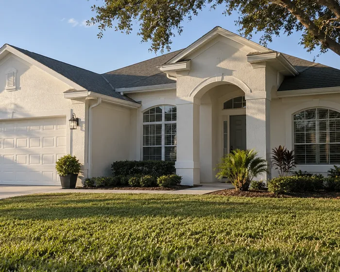 Repainted stucco home exterior in Ruskin, Florida