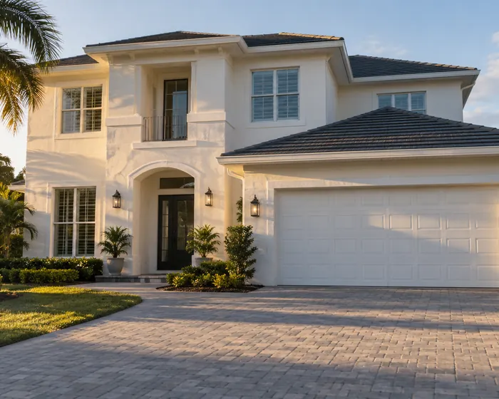 Painted Florida home elevation with fresh trim