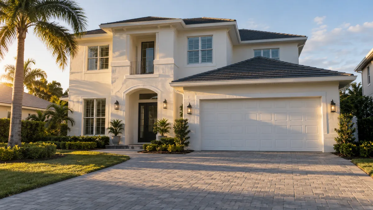 A freshly painted Florida home exterior in Ruskin